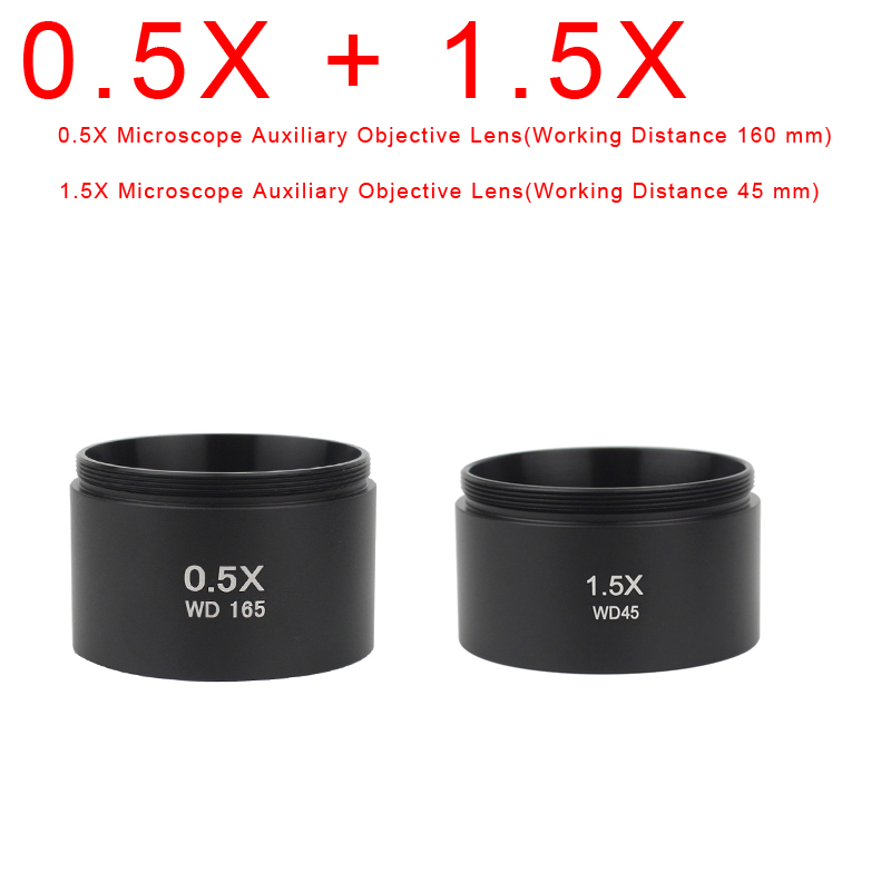 WD165 0.5X 0.7X 0.75X 1.5X 2.0X Auxiliary Objectief Draad 48Mm Barlow Glas Lens Voor Stereo Trinoculaire Microscoop: green