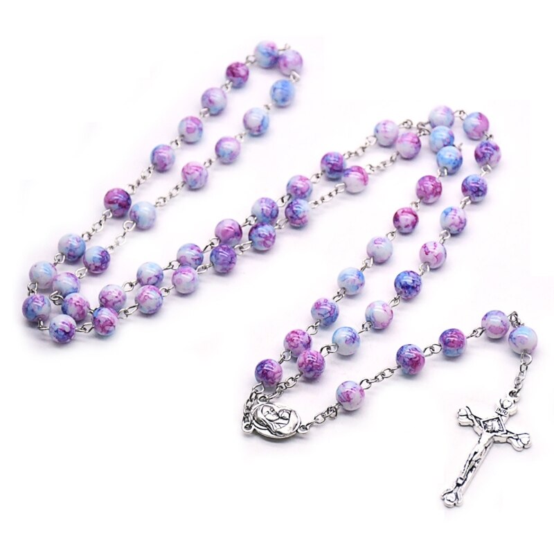 Handgemaakte Rozenkrans Ketting Gebed Kralen Katholieke Religieuze Ornament Christelijke Q1JB