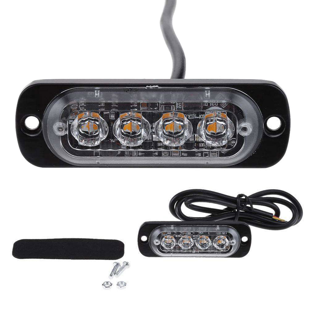 Super lyse 12v-24v gule 4 led 12w biler lastbil strobe blitz vandtæt nødadvarselsbjælke lys sidemarkør lastbil bar lys