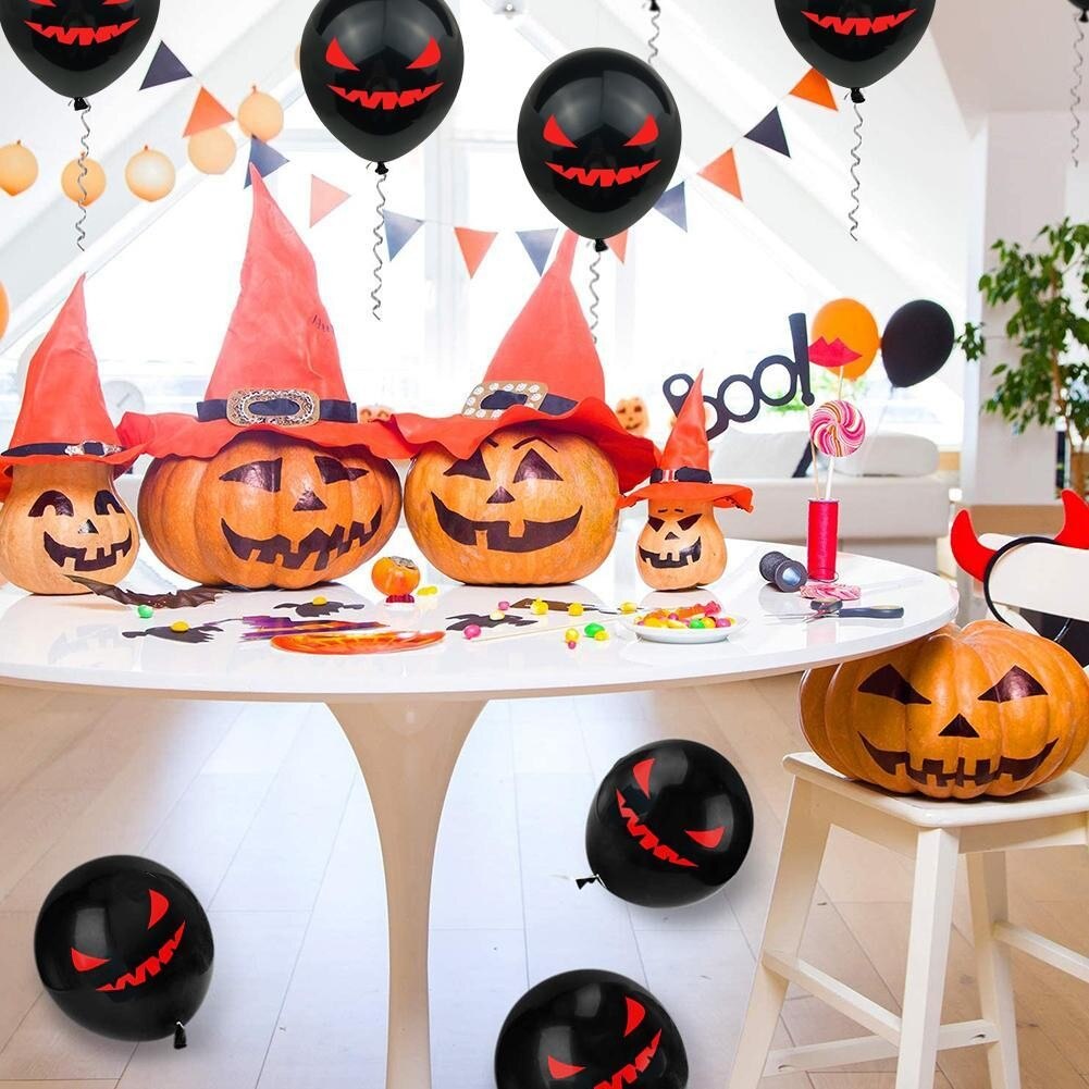 10 unids/set de globos de Serie de Halloween con letras negras sangrientas impresas, Calaveras, estampado a mano, globos para decoración de Halloween, sangre P Q0C4
