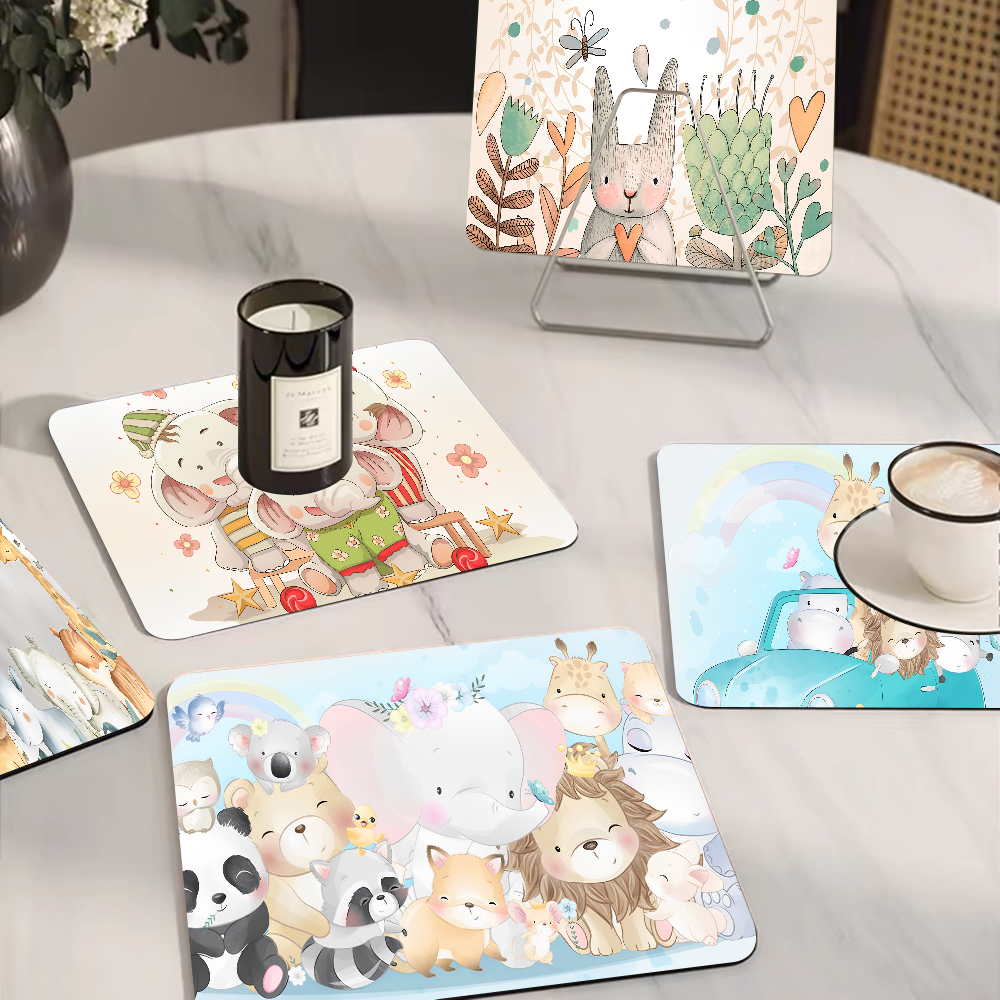 Animal Pattern Kitchen Tableware Dish Drying Mats Desk Drain Pad Heat Resistant Counter Top Mat
