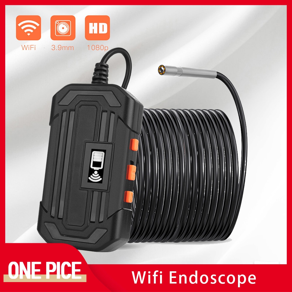 3.9 mm Wifi Industrial Endoscope 1080P HD Waterproof 6 Adjustable LED Lights Borescope Car Repair Hard Cable Snake Camera B4