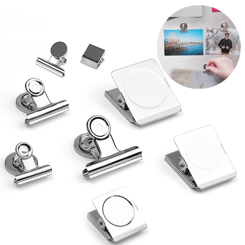 2Pcs Magnet Clips For Office Organizing Decorating Metal Clamp Paper Clips Magnetic Notepad Student School Office Supplies