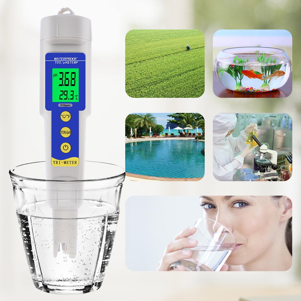 TDS PH Meter Temperature Tester pen 3 In1 Function Conductivity Water Measurement Tool TDS&EC Tester 20%