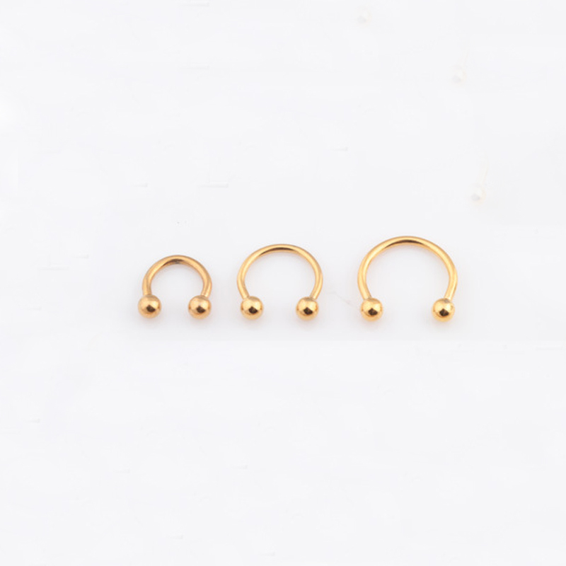 Nueva oferta, 2 uds., anillo nasal de acero inoxidable, anillos para labio, pendientes, Piercing de Sircular, bola, herradura, aro, joyería para el cuerpo: gold 6mm