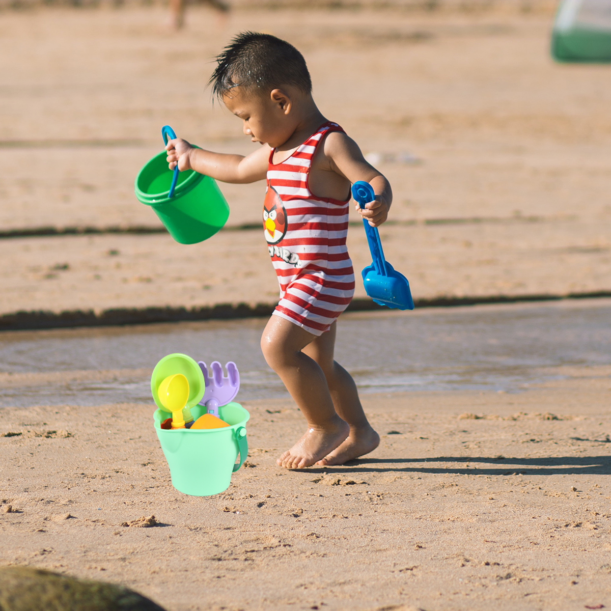 1Set Sand Play Summer Children Kids Ice Cream Bucket Sand Playing Beach Accessory Tool