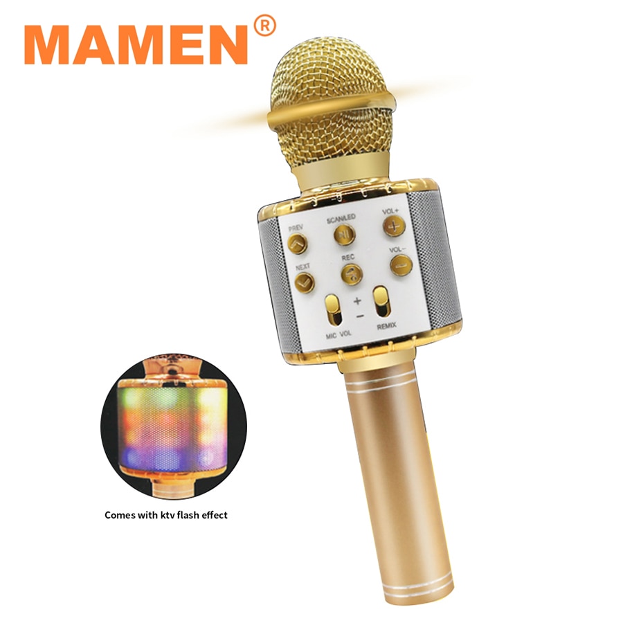 Microfono Karaoke MAMEN - Bluetooth Wireless 4.2.2 - Cambia Voce - Batteria 1800 mAh - Microfono Condensatore Portatile
