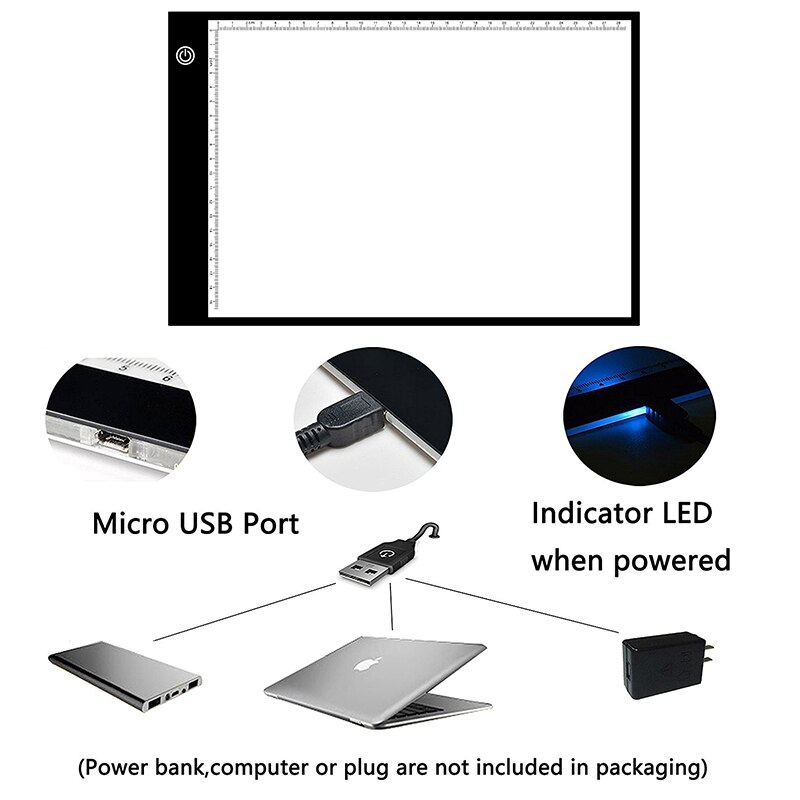 Elice 1 Set A4 Super Dunne Mini Digitale Tekening Tablet Groter Schakelaar Symbool Led Verlichten Tracing Light Tafel Voor
