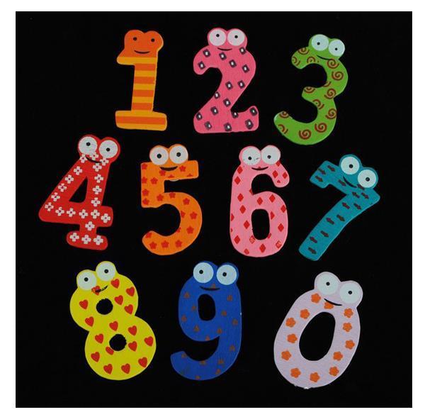 10 stuk 0-9 Cijfers Magneet Cartoon Arabische Cijfers Magnetische Sticker Baby Kids Fun Educatief Speelgoed Houten