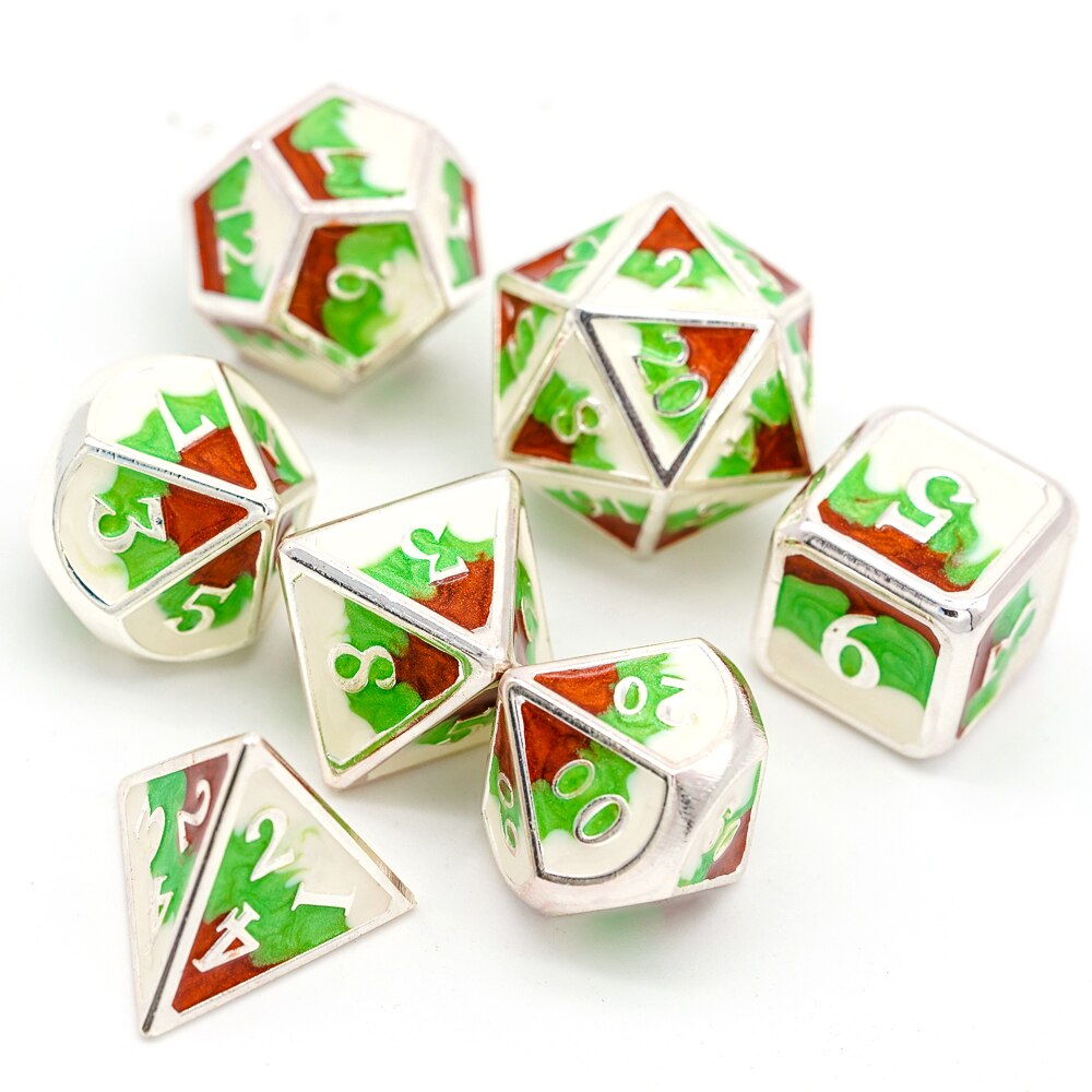 Cusdie silver metall d&d tärningar , 7 st dnd tärningar, polyedriska tärningar set, för rollspel mtg pathfinder-lila