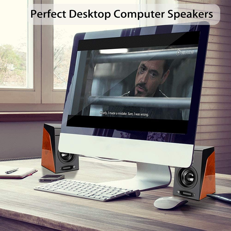 3Wx2 Computer Speakers with Surround Stereo USB Wired Powered Multimedia Speaker for PC/Laptops/Smart Phone