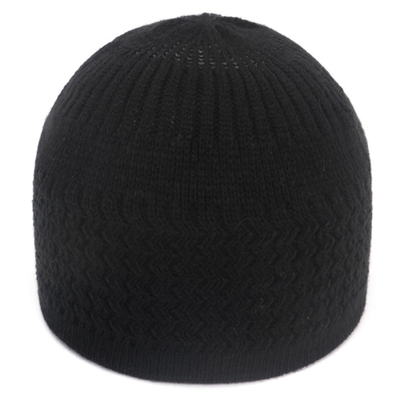 Bonnet de prière pour hommes musulmans, en Crochet de crâne islamique, en paquet, chapeaux turcs de couleurs unies: Black