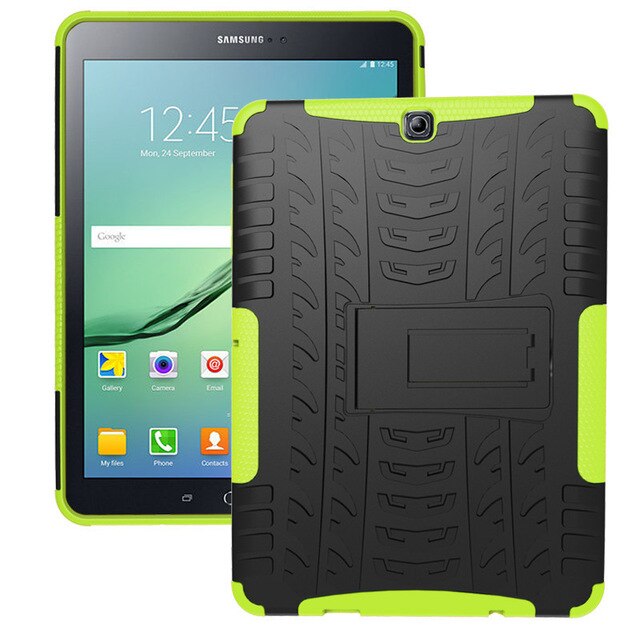 Funda rígida híbrida de TPU para tableta Samsung GALAXY Tab S2 9,7 SM T810 T815 T813 T819, carcasa resistente con película y bolígrafo: green