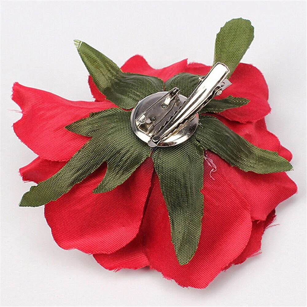 1pc offre spéciale bricolage coiffure cheveux accessoires pour mariée mariage flocage tissu rouge Rose fleur épingle à cheveux pince à cheveux fleur chapeaux