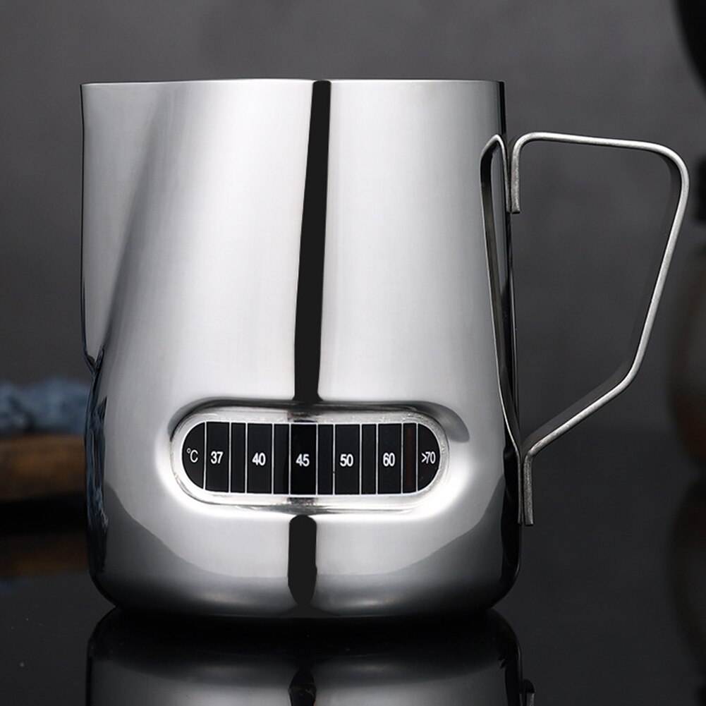 Espressokopper latte art mælkeskummekande 600ml rustfrit stål mælkekaffe skummekop køkkenhåndværk med termometer