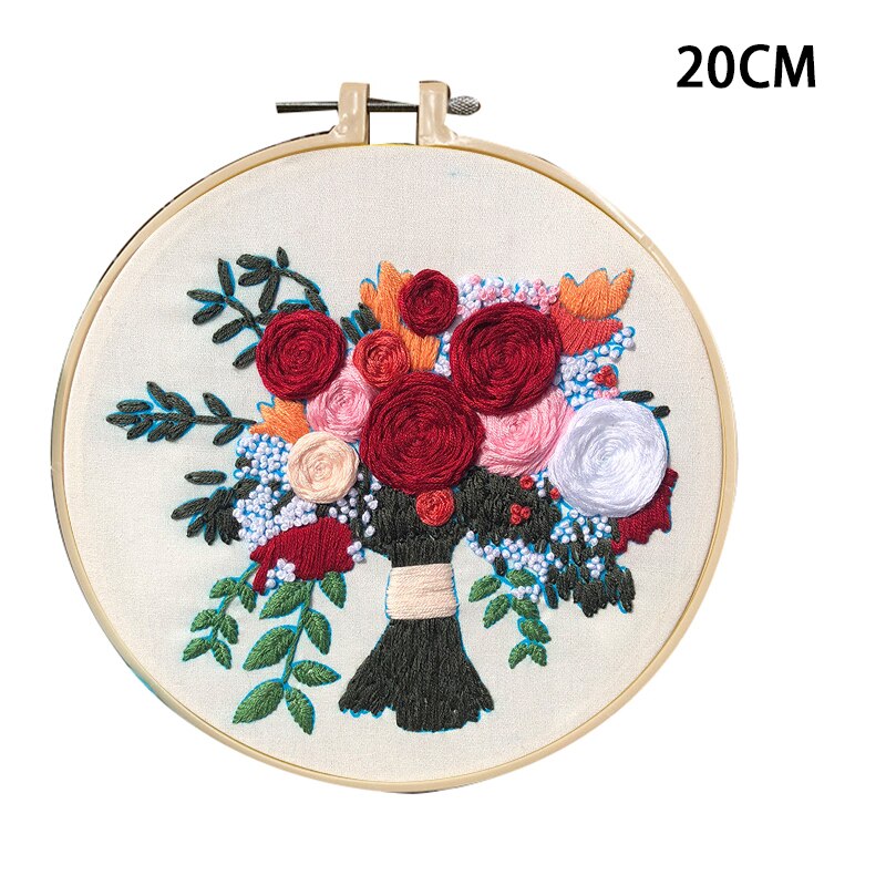 3D Europe Embroidery Kits Bouquet Cross Stitch Kit With Embroidery Hoop Bordado Iniciante Decoration Paintings DIY Sewing Supply