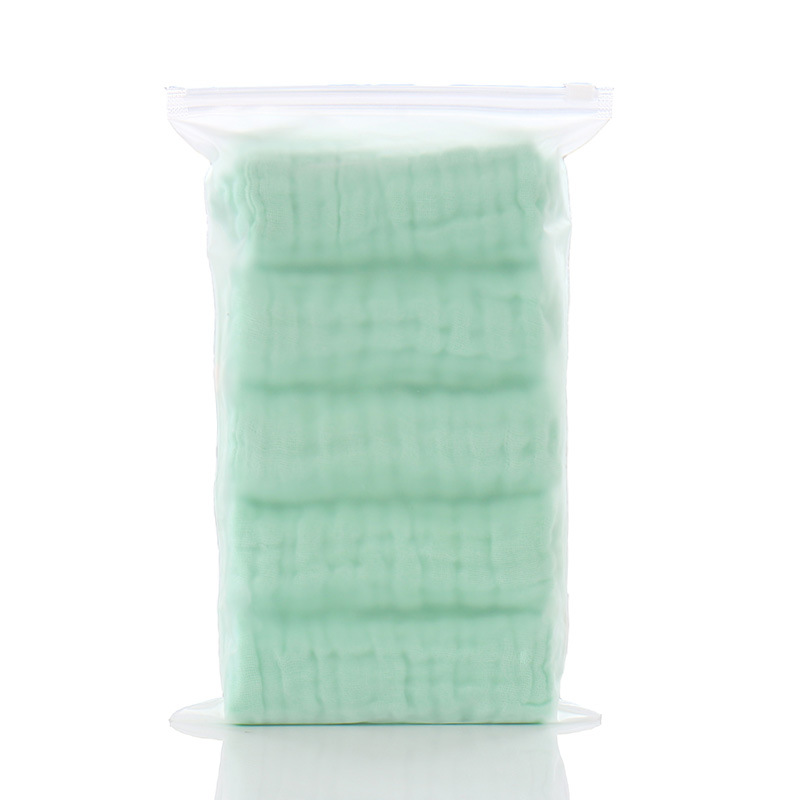 5Pcs Baby Towel Bath Towels Face Washcloth Muslin squares Cotton Hand Wipe Gauze for born Bathing Feeding Kids Handkerchief: 5 green