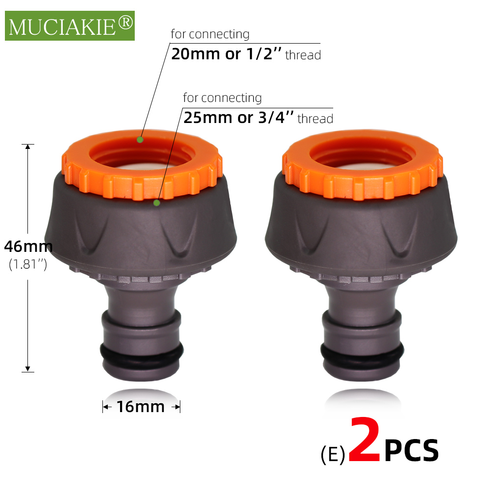 2Stck Garten Schlauch Schnell Anschlüsse Orange Gummi Kunststoff Kupplung Adapter Bewässerung Auto Waschen Gelenke 1/4'' 3/8'' 1/2'' 3/4'': Weiß