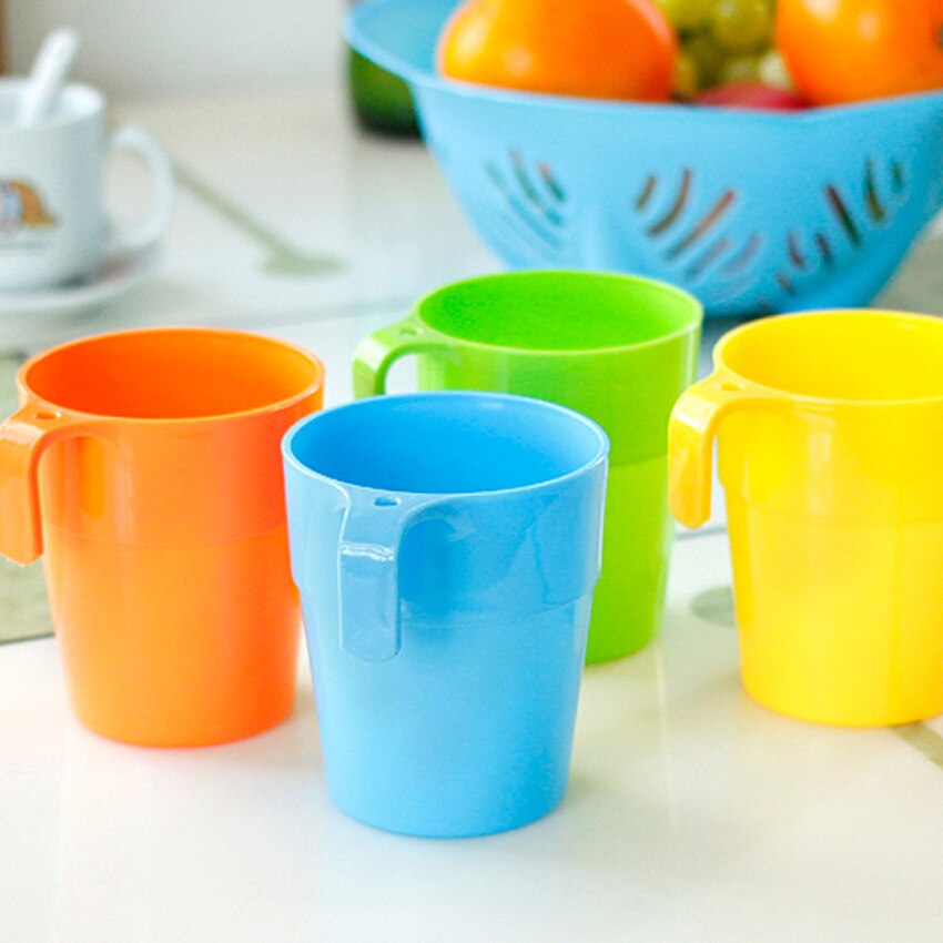 1 pc 201ml-300ml plastic Mug cup coffee milk travel mugs brief solid home office water cup portable handgrip tea mug