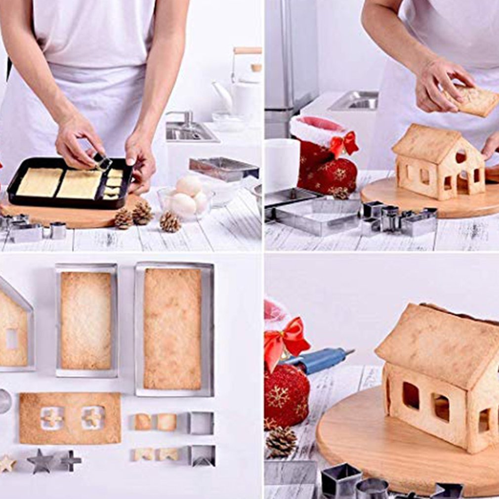 3D Peperkoek Huis Cookie Cutters Set 10 Stuk Cookie Cutters Cookie Biscuit Voor Kids Christmas Party Trituradora
