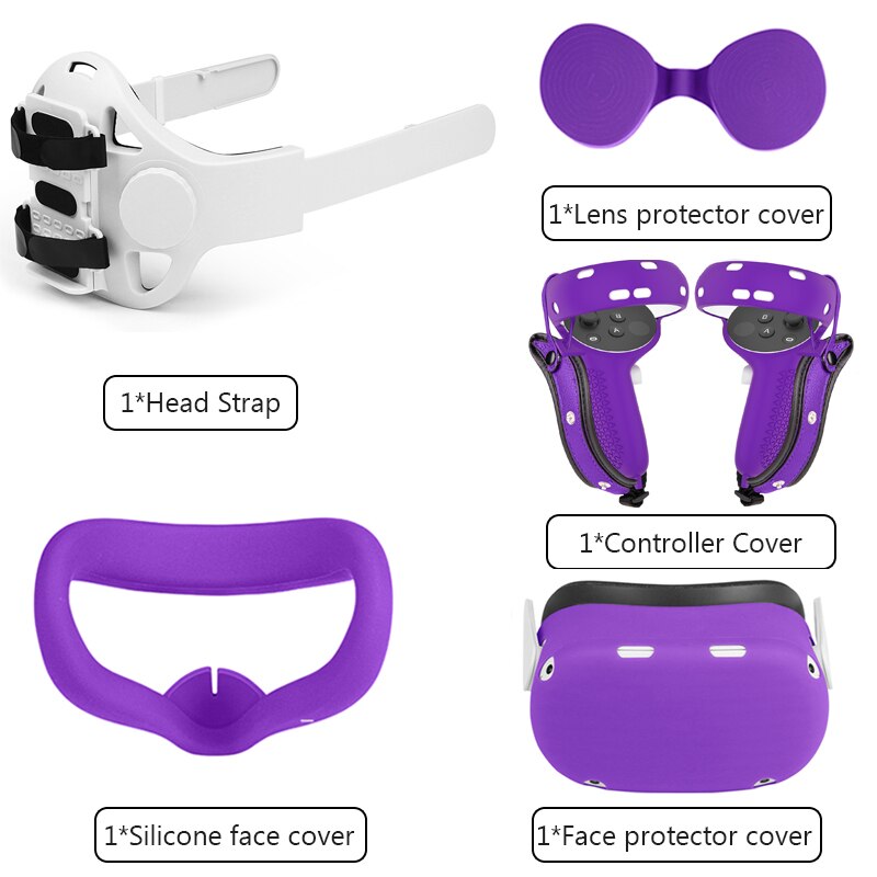 Adjustable Head Strap For Oculus Quest 2 Halo Strap With PowerBank Fixing Bracket Holder Headband For Oculus Quest2 Accessories: set 8
