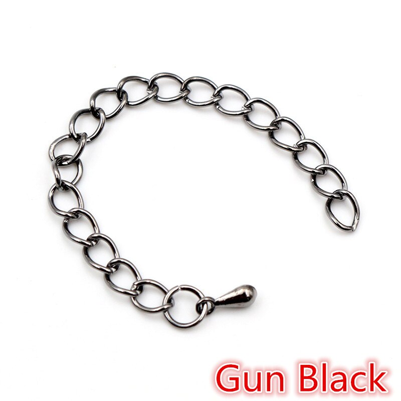 20 teile/los 50mm und 70mm 5*4mm Erweiterte Erweiterung Schwanz Kette Halskette Schwanz Kette Verbindungsstück-entdeckungen für Armband Basis Tablett: Gun Black / 70mm Length