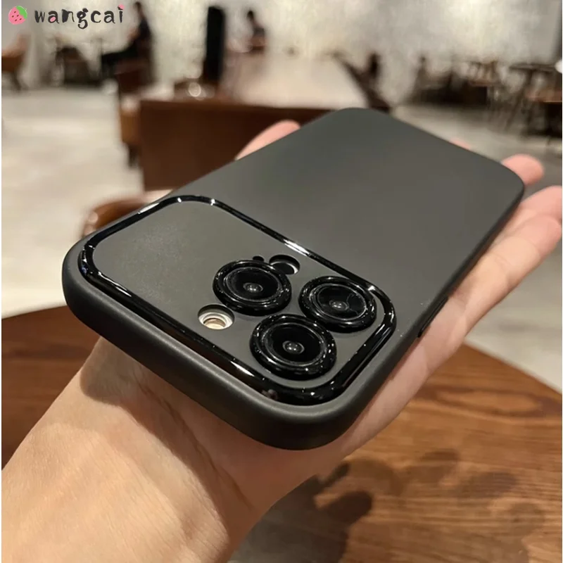 Para iphone 15 14 13 12 11 pro xs max xr x 7 8 plus caso de telefone fosco cor sólida simples negócios preto branco simples capa