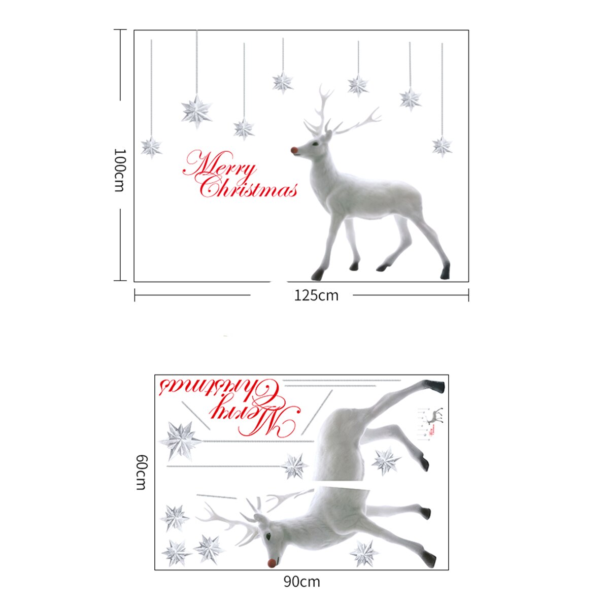 Christmas Window Clings Cute Reindeer PVC Window Wall Stickers Decals for Home Decoration