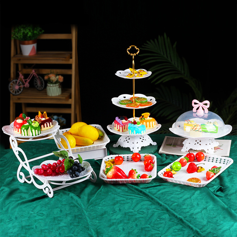 Plateau à fruits pliant, assiette à Dessert, support à gâteaux, Style européen, plateau à plusieurs niveaux rotatif pour mariage, anniversaire, fête de noël
