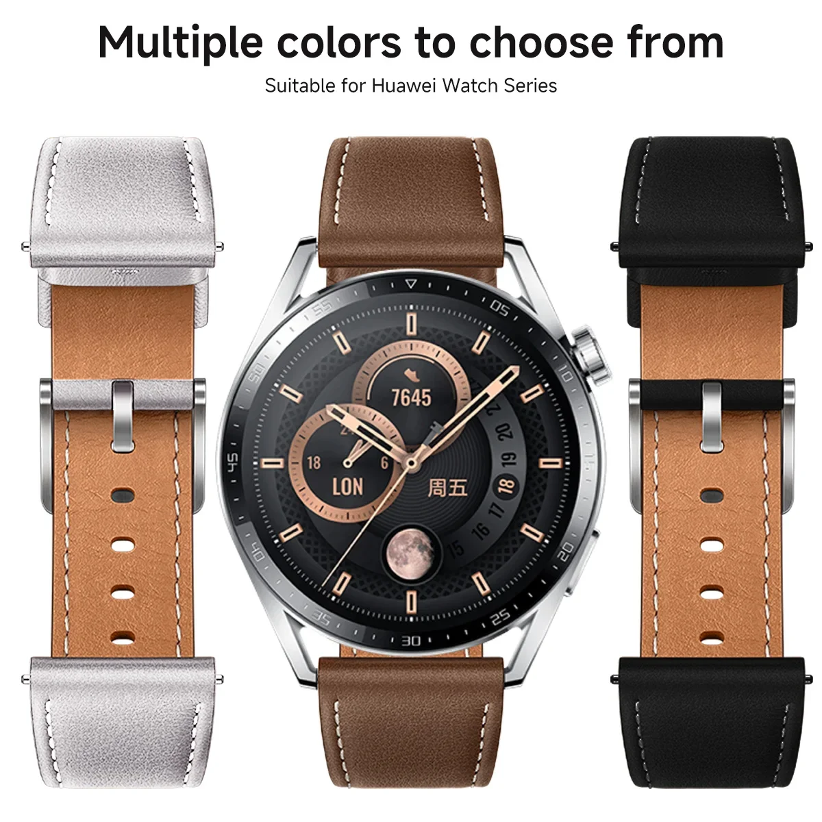 22mm 20mm læderrem til huawei watch  gt 4 46mm watch 4 pro  gt 3 gt2 pro 42mm buds rem urremme blød udskiftningsrem
