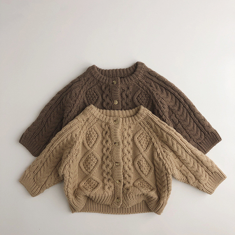 Stile coreano nuovi bambini invernali maglioni lavorati a maglia Cardigan tinta unita cappotti bambini bambini addensare maglioni Casual maglioni