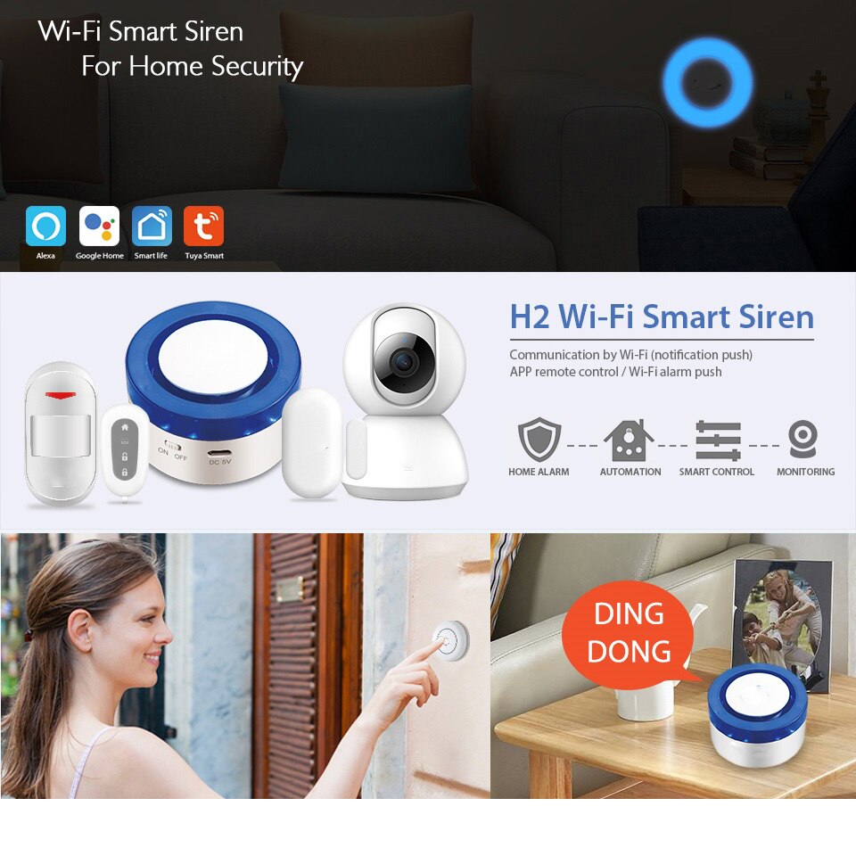 ALARMEST Smart Wireless Wifi Alarm Siren Kits Smart Life APP Control works with IP camera