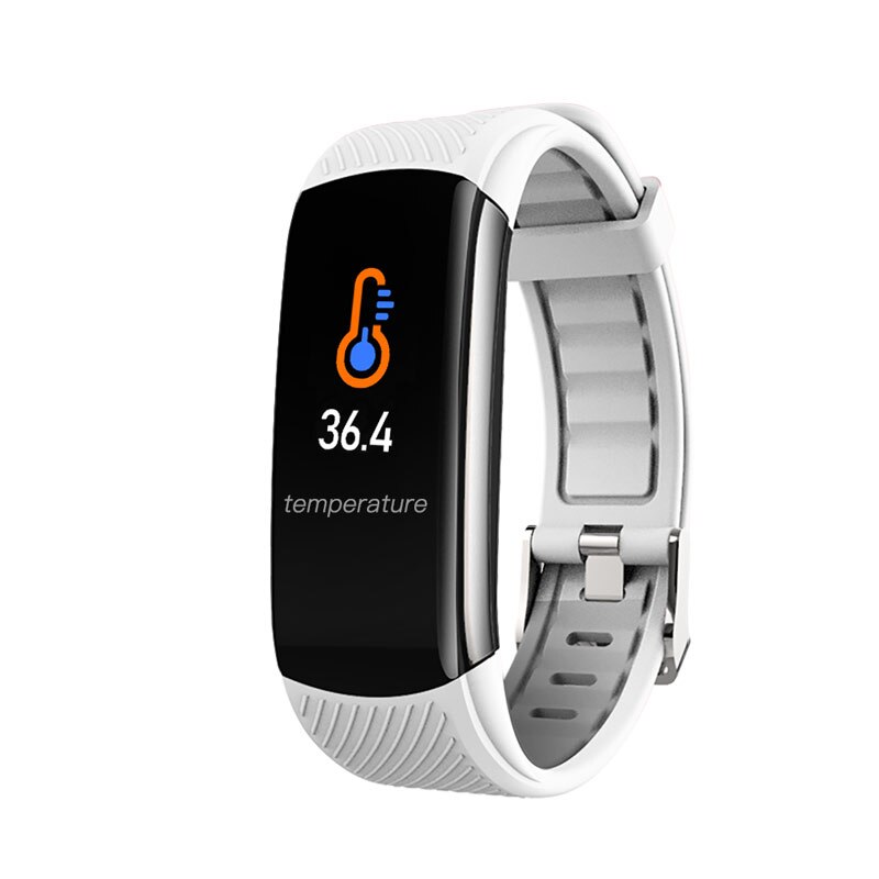 Sporthorloge heren digitaal lichaamstemperatuur polshorloges dames elektronische digitale klok siliconen band bloeddruk android ios: Wit