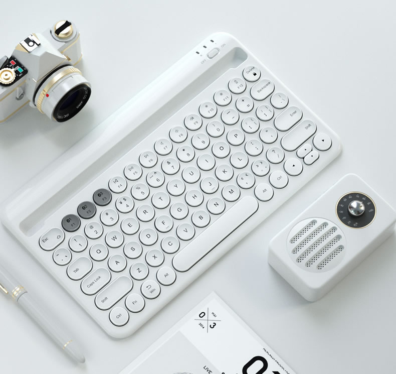 Jelly Comb Wireless Bluetooth Keyboard for Tablet Phone Laptop Multi-device Rechargeable Bluetooth Keyboard for iPad Candy Color: White Keyboard