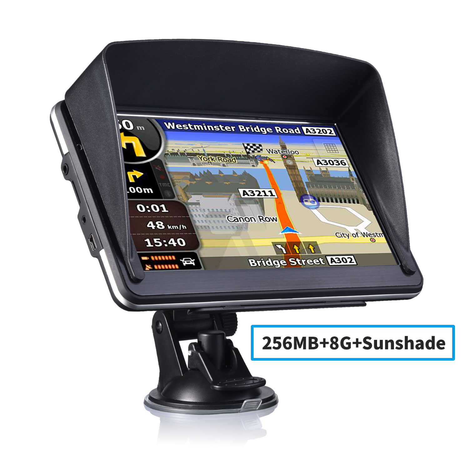 7 Inch Gps Navigator Portable Navigator 8GB128-256MB+Sunshade Gps Navi Navigation Device Maps Truck Car Auto Touch Screen