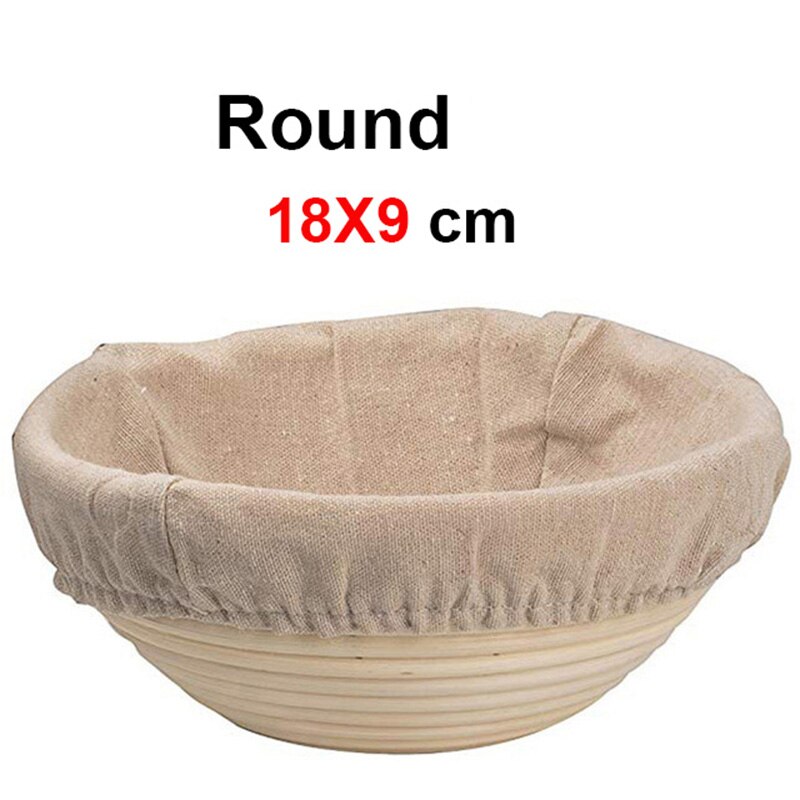 Rattan Bread Proofing Basket Natural Oval Rattan Wicker Dough Fermentation Sourdough Bread Basket Fermentation With Cloth Bag: Round 18X9CM