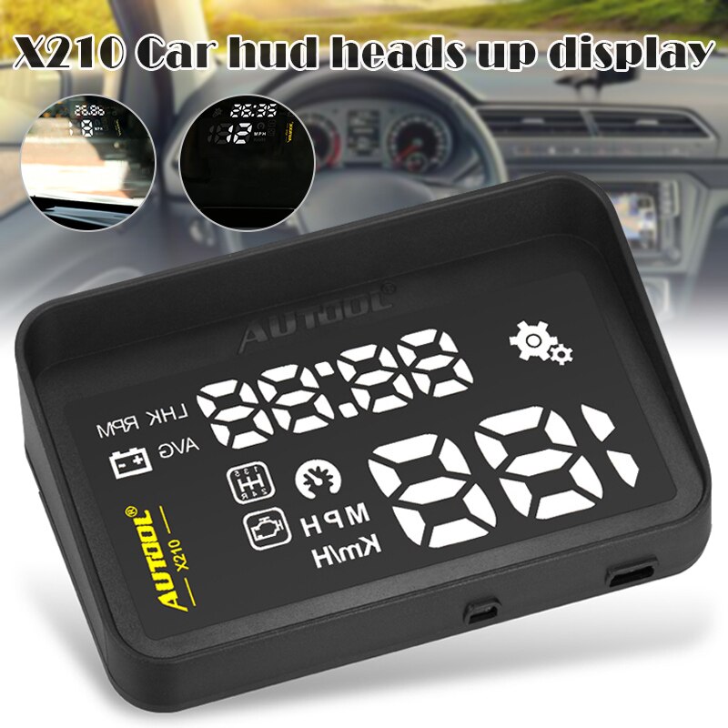 X210 Auto Hud Auto Head Up Display Brandstofverbruik Voertuig Projectie Automotive OBD2 Snelheidsmeter Clh @ 8