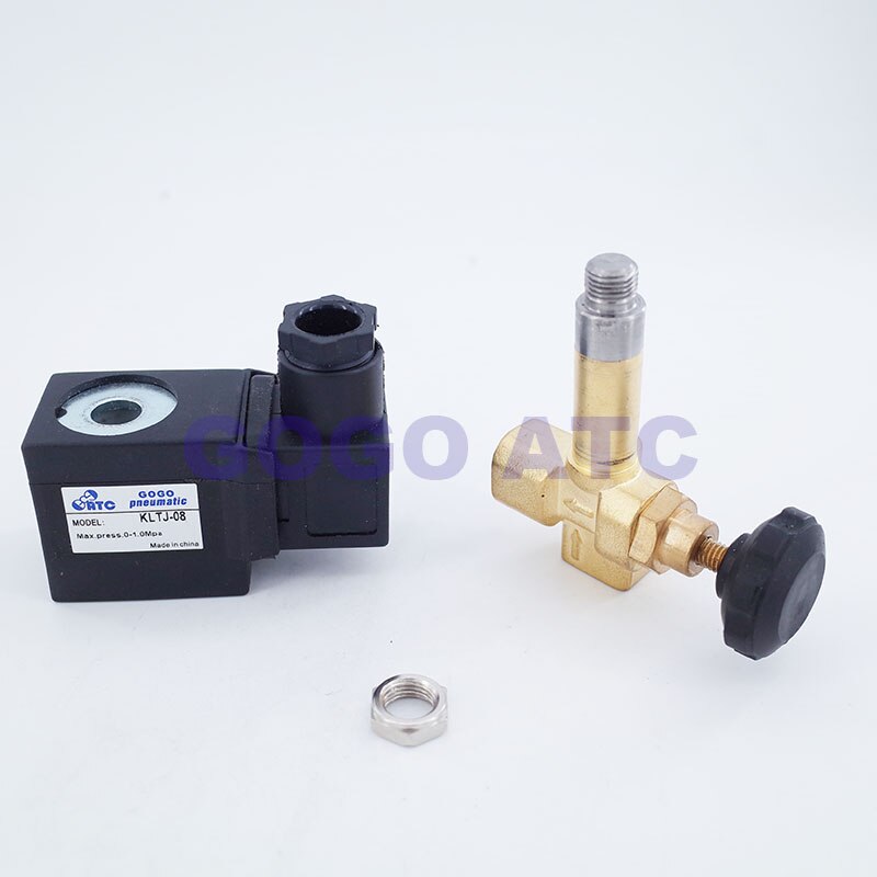 GOGO Normaal close Messing hoge temperatuur stoom magneetventiel voor water FKM G1/4 "verstelbare elektrische klep