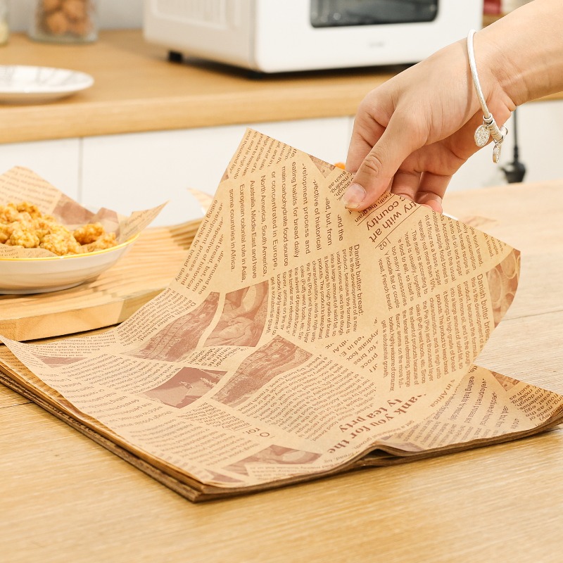Oliebestendig papier Brood Burger Voedsel inpakpapier Vetvrij voedselmandvoering Krantvoering Bakverpakking Deli Papiervel