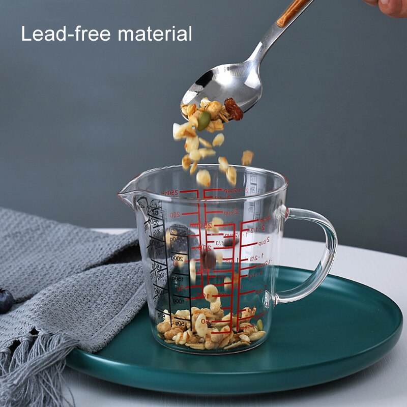 Glass Measuring Cup Jug Heat Resistant Glass Cup Measure Jug Creamer Scale Cup Glass Cup Kitchen Dining Bar BV789