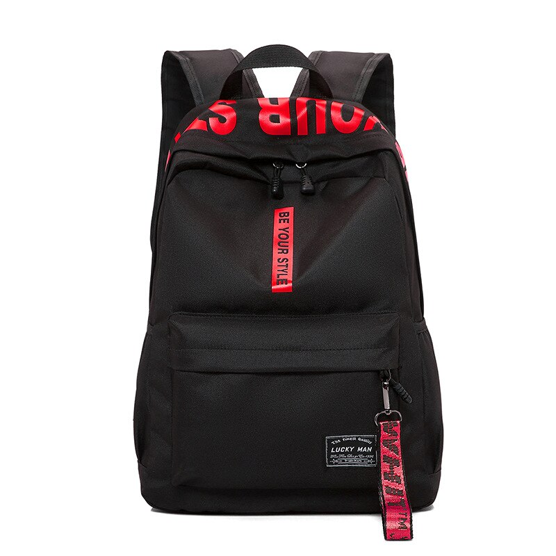 Sacs d'école tendance pour adolescentes et garçons, sac à dos en Nylon solide noir rose, grand cartable pour écoliers: Red word