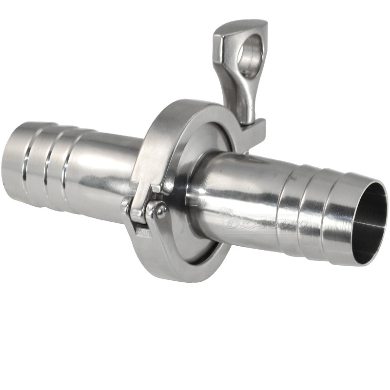 High Quality2 Pcs 1" 25MM Sanitary Hose Barb Ferrule +1.5" Tri Clamp + PTFE Gasket Stainless Steel SUS SS 316