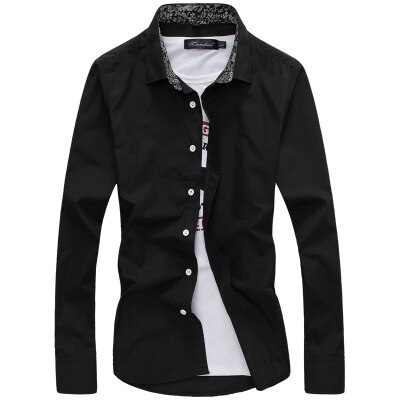 Herrkläder herrskjorta blommig långärmad casual slim fit plus size 5xl herrklänningsskjortor billiga herrkläder: Svart / Asiatisk  l  170cm 60kg