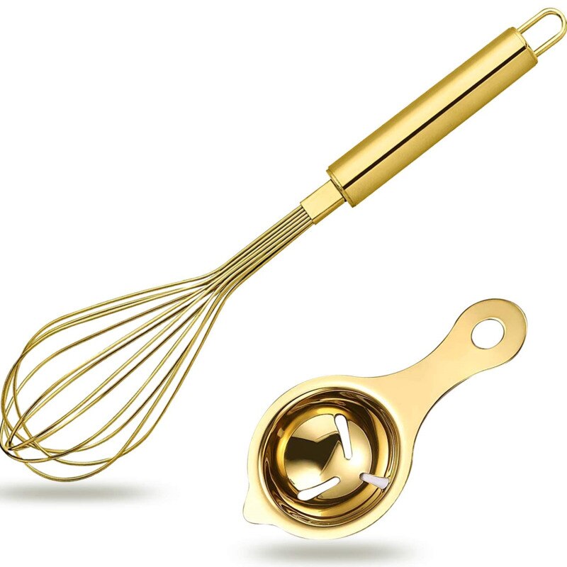 2Pack Gold Keuken Garde En Ei Separator Set, food Grade Rvs Eiklopper En Eigeel Goud Separator Voor Koken