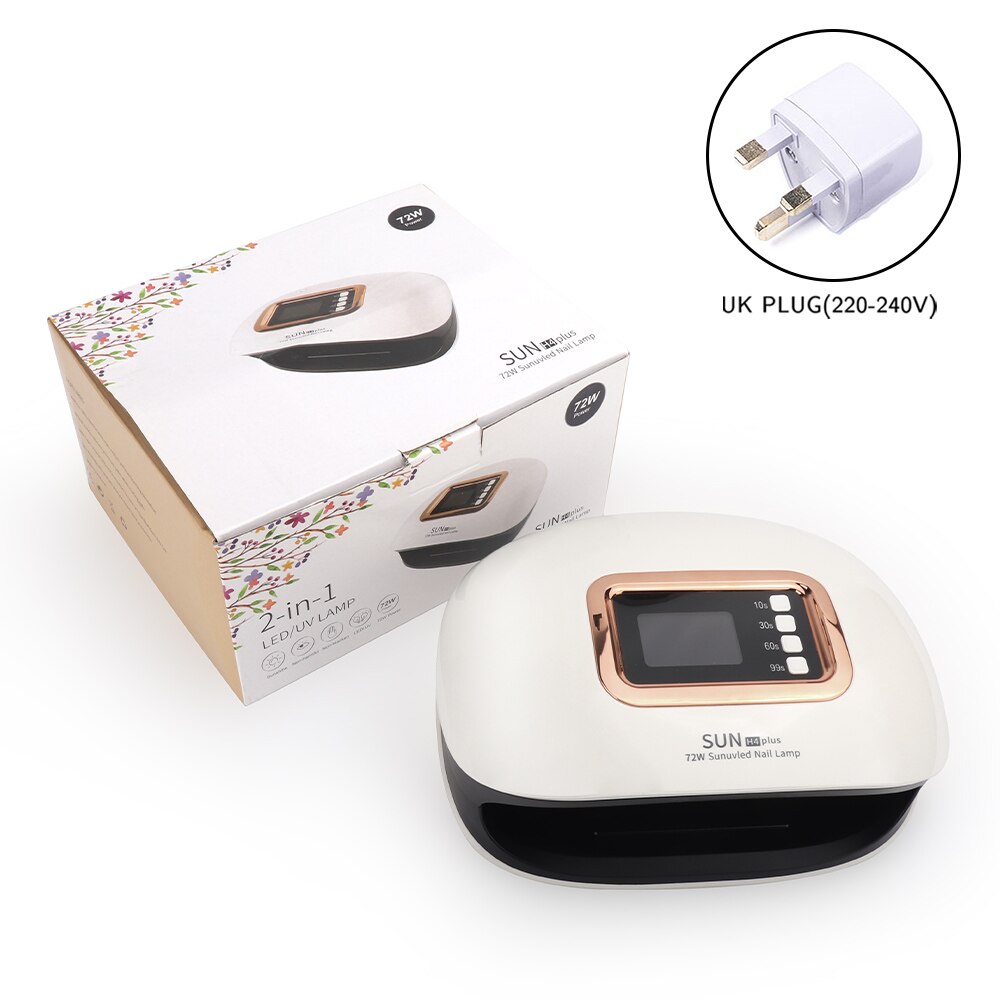 SUN H4 Plus Max 72W Lampe LED Sèche-Ongles Lampe UV 36 LED Gel Vernis à Durcissement Rapide Lampe de Séchage des Ongles pour Manucure Professionnelle Ongles Machine Équipement Outils Ensemble pour Salon: UK PLUG
