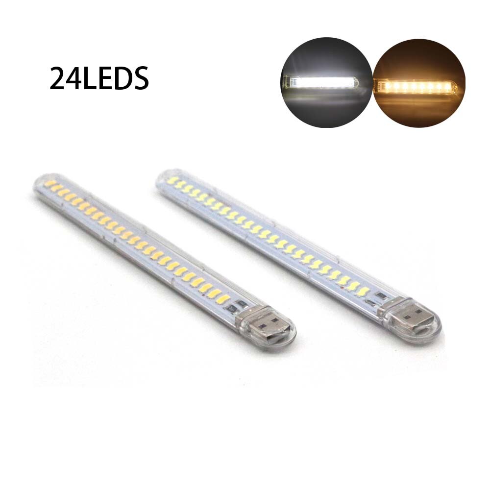 Foldable USB Led book Light Extension lamp Mini Portable Flexible night Light Reading Light 24 leds Mobile Power Computer Laptop: 24 leds / white
