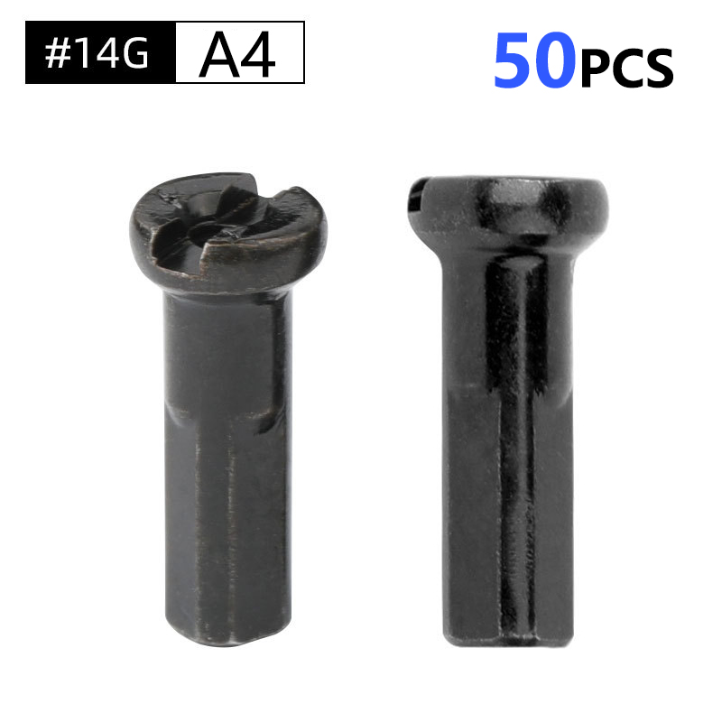 Couvre-rayons de vélo en aluminium, accessoires de cyclisme ultralégers, 12/14mm, 50 pièces: 14G black