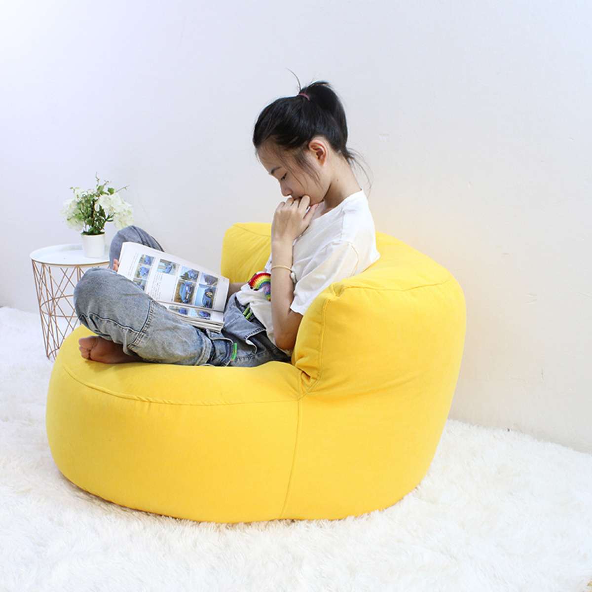 Comfortable Bean Bag Lazy Sofas Cover Chairs without Filler Linen Cloth Bean-Bag Lounger Seat Pouf Puff Couch Tatami Living Room