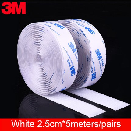 5 M/pairs 16/20/25/30/38/50Mm Klittenbandsluitingen Lijm 3M Lijm Sterke zelfklevende Sluiting Tape Nylon Haken En Lussen Sticker Magic Diy: 25mm White 500cm