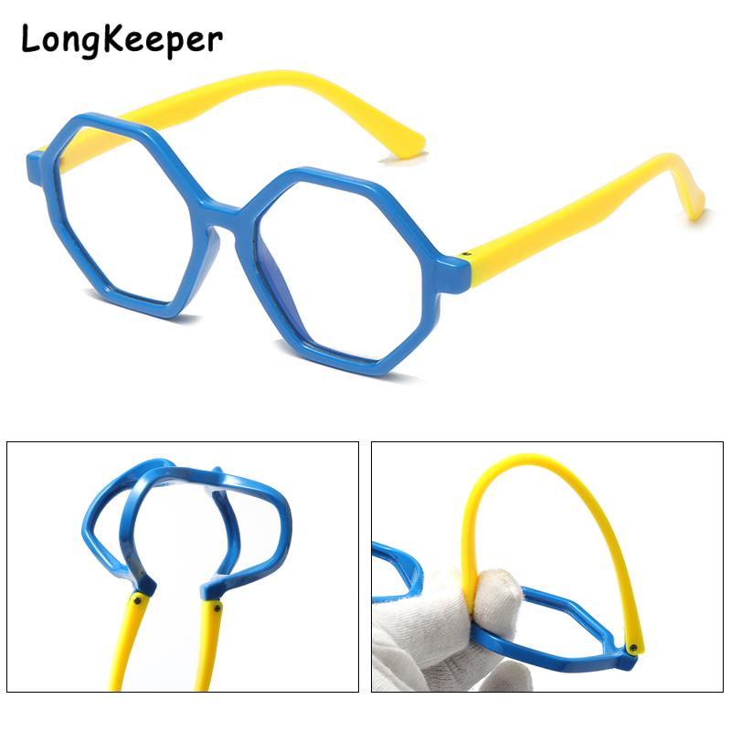 Sześciokątne okulary dla dzieci niebieskie światło okulary blokujące chłopcy dziewczęta komputerowe przezroczyste okulary dziecięce oprawki na okulary UV400